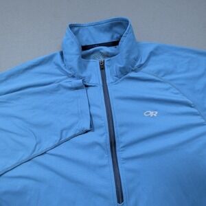 Outdoor Research Echo Quarter Zip Pullover Mens XL Blue Lightweight Hiking Top